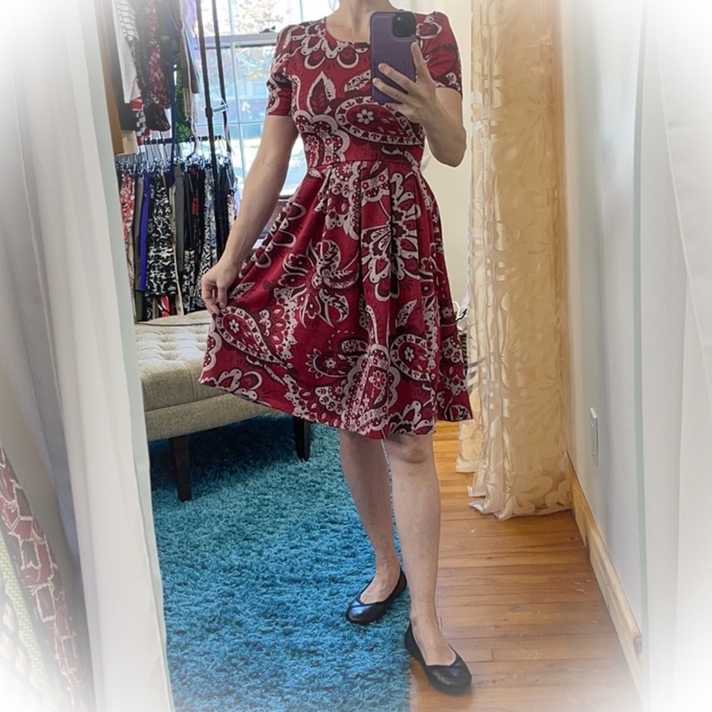 💕Beautiful Red Paisley Lularoe Amelia Pocket Dress💕